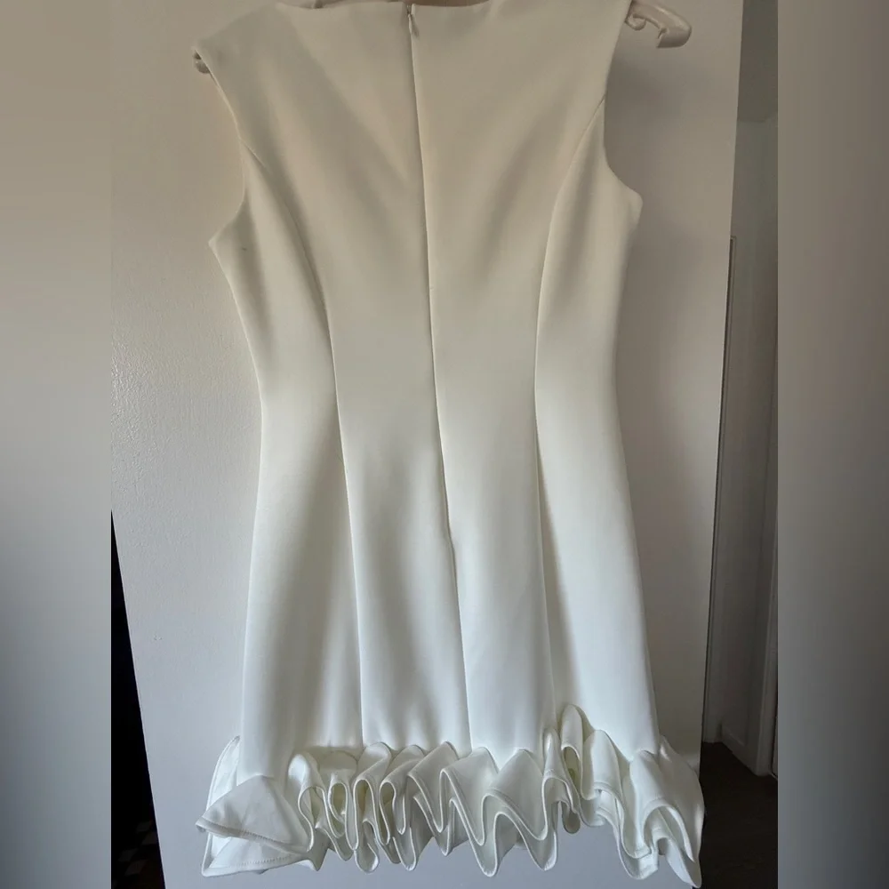 Donna Ricco size 12 White Dress w Ruffle bottom. Never worn NWT - Picture 4 of 4